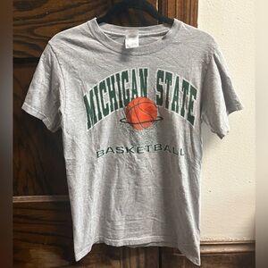 Vintage 2000s Y2K men’s msu hoop Gray Michigan State Basketball T-Shirt small